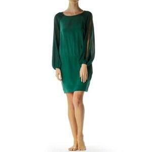 NWT Nicole Miller Artelier Green Silk‎ Holiday Dress Size M